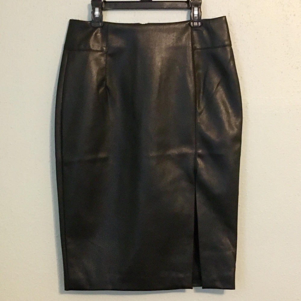 Black Pleather Pencil Skirt